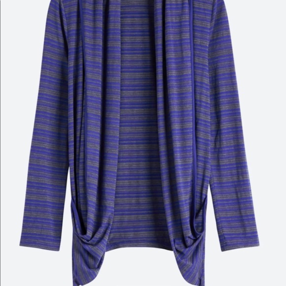 41 HAWTHORN Women’s Cardigan Concord Striped Draped Pocket Sweater blue & gray - Picture 4 of 8
